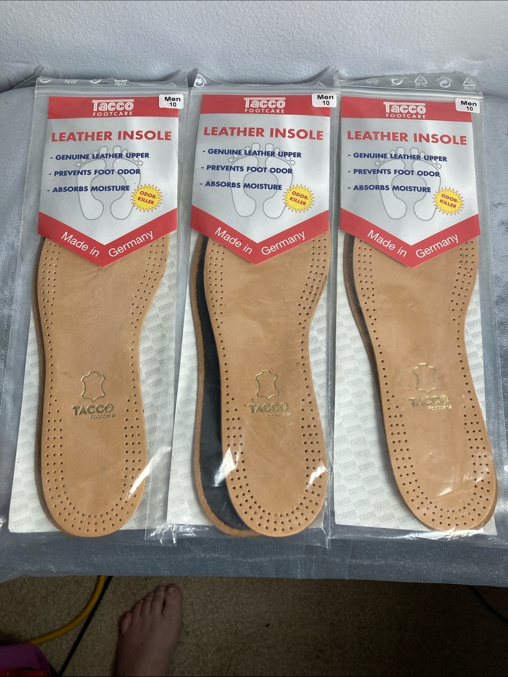 Men Leather Insoles - Tan - Made in Germany Sz 10 (Set of 3 Selling together)